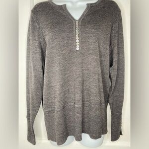 A. Giannetti NWOT %100 Meeino Wool -2XL Gray Button-Front Sweater